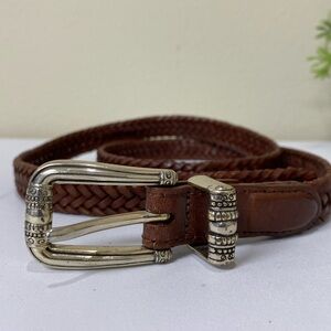TALBOTS - women’s brown braided genuine leather belt - M